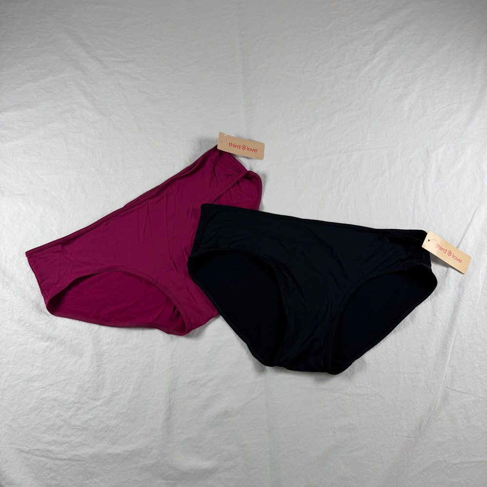 NWT ThirdLove Women's Size M Raspberry Black Seamless High Leg Briefs 2 Pack